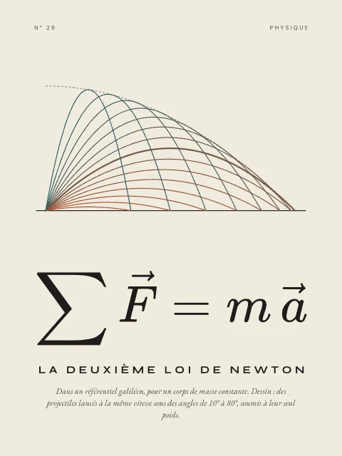 La deuxième loi de Newton · Papier, affiche deuxième loi de Newton