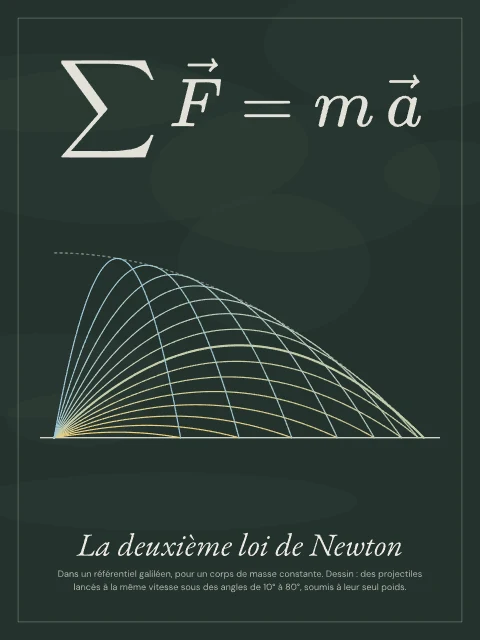 La deuxième loi de Newton · Tableau noir, affiche deuxième loi de Newton