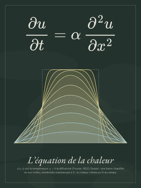 L’équation de la chaleur · Tableau noir, affiche équation de la chaleur