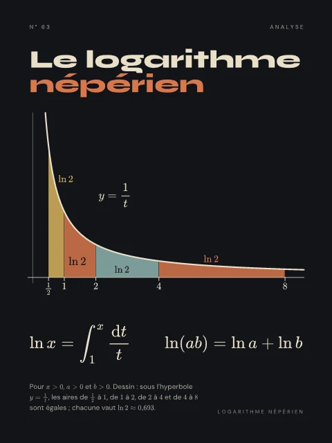 Le logarithme népérien · Nuit, affiche logarithme népérien