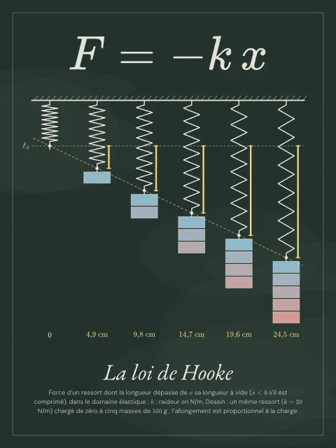 La loi de Hooke · Tableau noir, affiche loi de Hooke