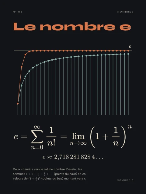 Le nombre e · Nuit, affiche nombre e