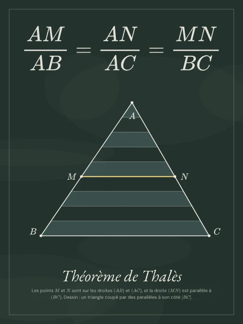 Théorème de Thalès · Tableau noir, affiche Théorème de Thalès